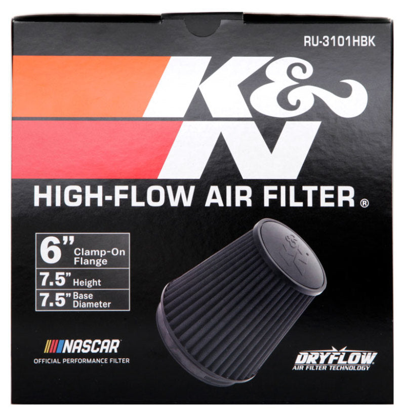 K&N Universal Clamp-On Air Intake Filter: High Performance, Premium,  Washable, Replacement Filter: Flange Diameter: 3 In, Filter Height: 6.75  In
